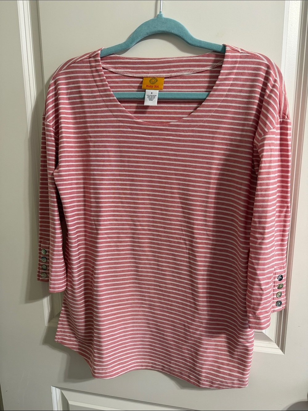 Ruby Rd. Pink & White Striped Top women’s small